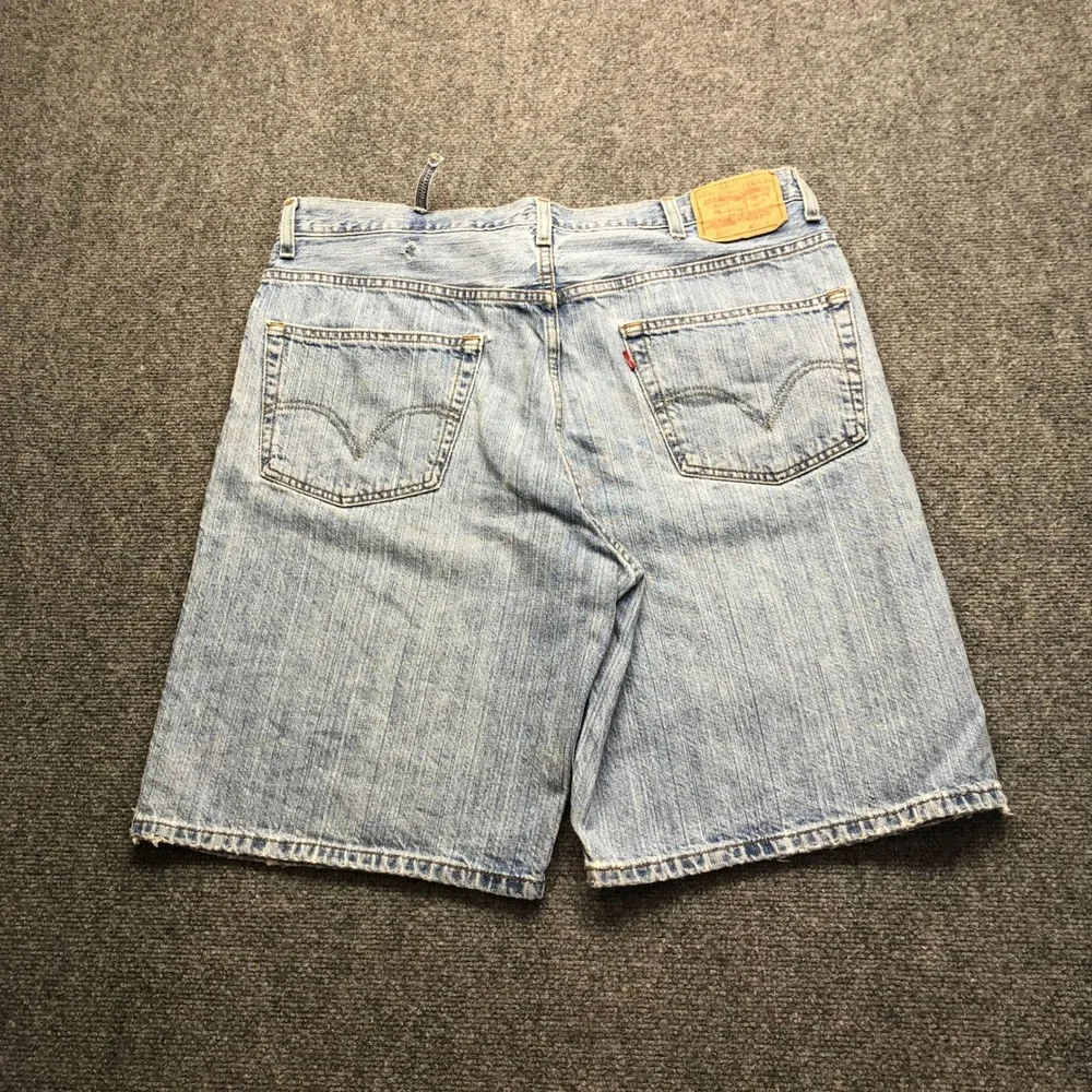 Baggy Levis 550 Denim Shorts Mens 38 Light Wash Blue Cotton Jean Shorts
